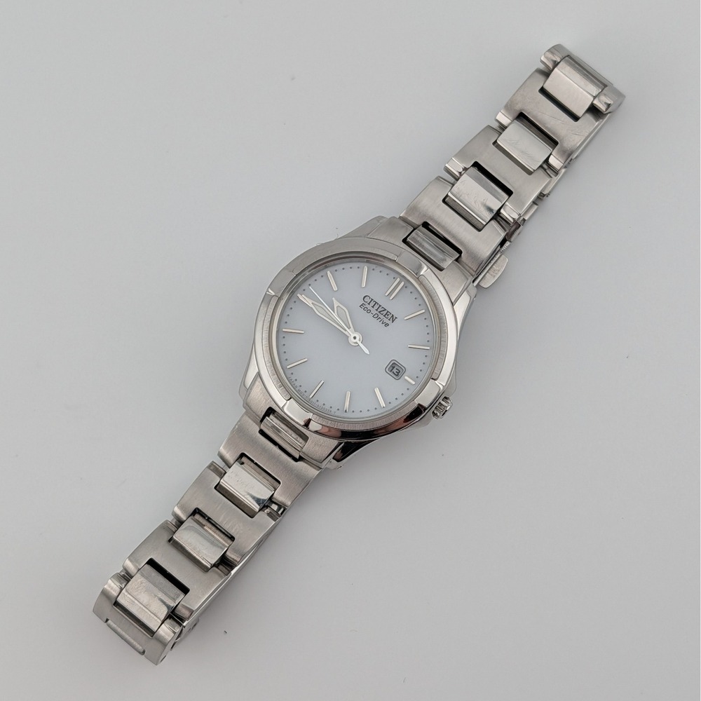 Citizen Eco-Drive Silhouette Sport White Dial Date Watch E011-S091039 Links - Picture 10 of 11